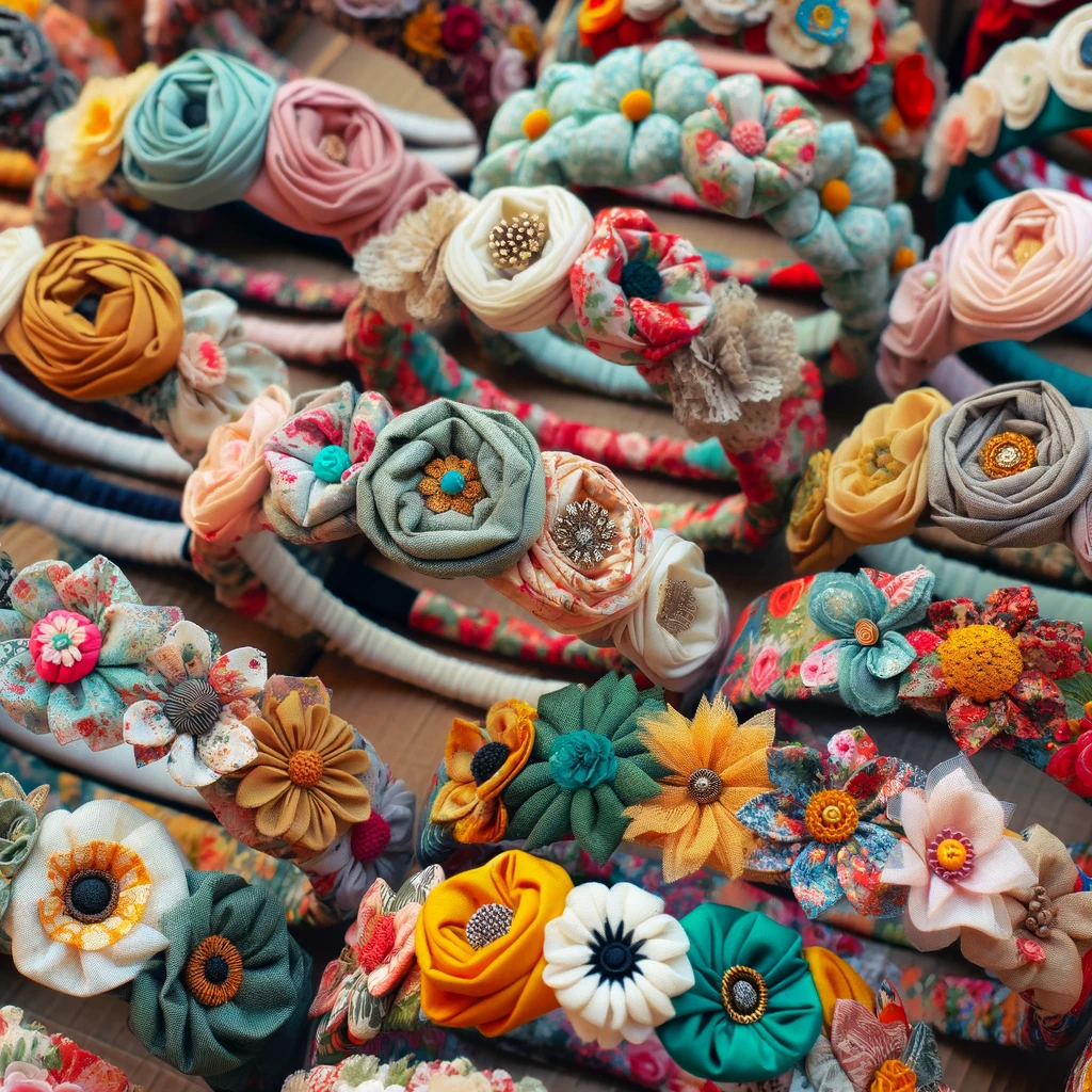 Serre-Têtes en Tissu Fleuris Fait Main