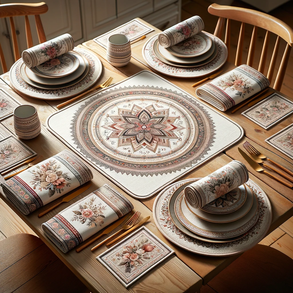 Set de Table et Serviettes Assorties en Tissu